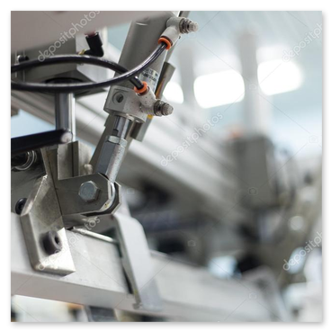 Mechanikdetail: Pneumatik-Kopplung und Führungsschiene