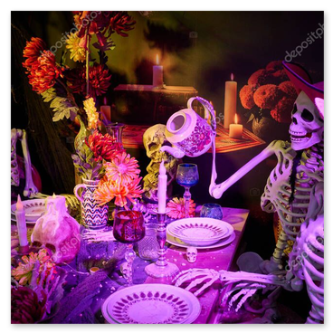 Aufbau einer Szene für ein Halloween-Event mit Licht und Nebel